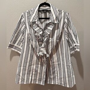 💕 Lane Bryant Striped Ruffle Neck Blouse – Size 18/20